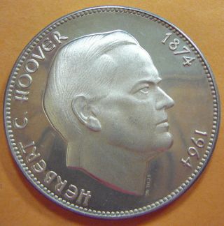 1874 - 1964,  Herbert Hoover Commemorative Silver Medallion Gem Proof 10 - 098 photo