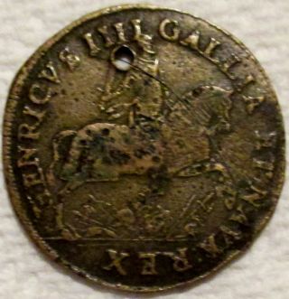 1593 France King Henry Iv On Horseback Renounces Protestantism Token Jeton Medal photo