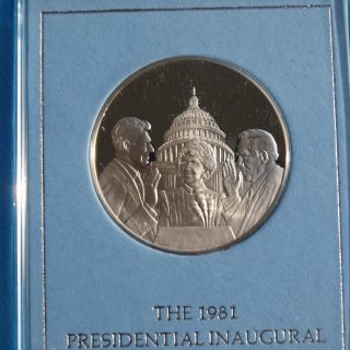 1981 Ronald Regan Inaugural Eyewitness Medal Franklin Silver Proof - W128 photo