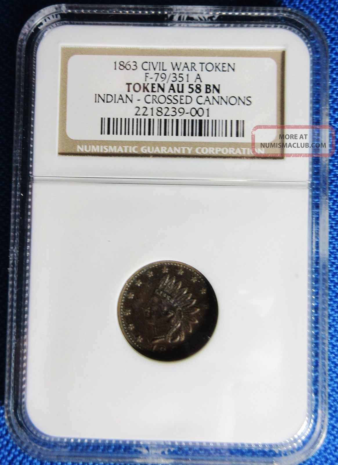 Ngc Certified Au 58 Bn 1863 Patriotic Civil War Token. Indian/crossed ...