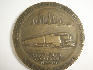 1947 Bronze Medallion Medal Locomotive Material Co.  Industry Machine Age Train photo