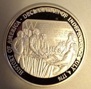 History Of America Declaration Of Independence July 4 Proof Coin Medal photo