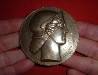 Rare Art Deco Br.  Medal By Ridet,  1932: Minerva photo