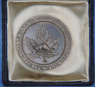 1939 School Trustees Of Verdun Que Canada Woodland School Sterling Silver Medal photo