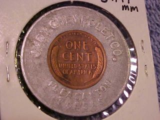 1948 D Judy Chevrolet Pleasanton Kansas Encased Cent Sa Ks Lucky Penny Reci photo