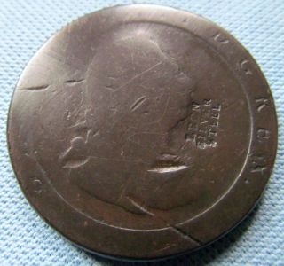 C.  1797 Great Britain George Iii Cartwheel Penny - Counterstamp Leon Silver Steel photo