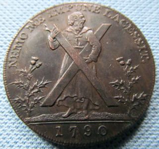 1790 Scotland Copper Conder Halfpenny Token Edinburgh Arms Hutchison Merchants photo