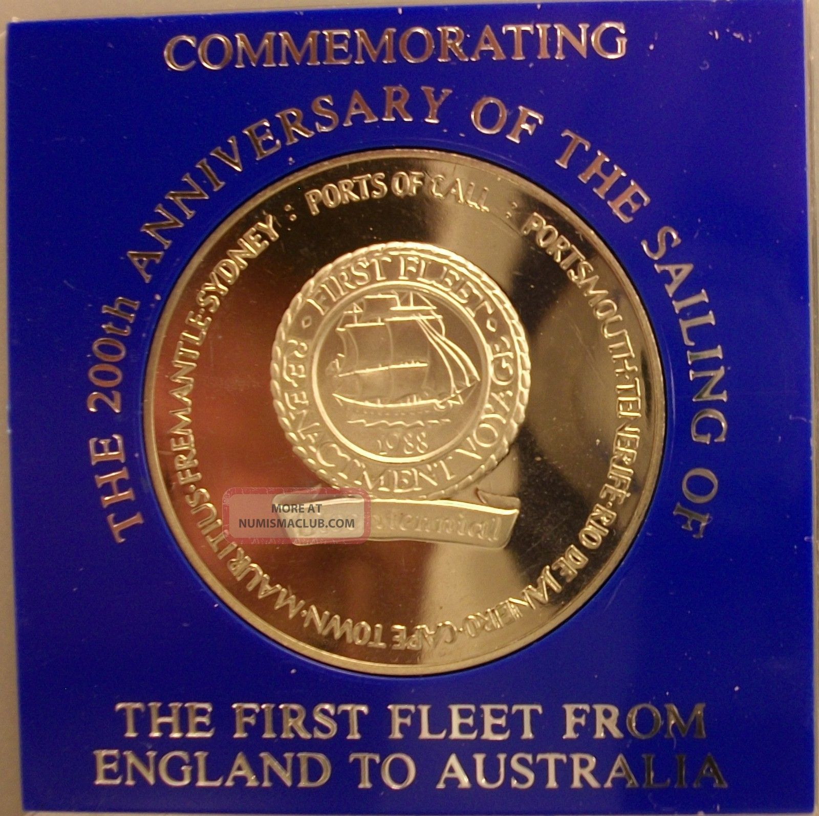 200th Anniv.  Commemorative Medal First Fleet England To Australia1987 - 8 W/holder Exonumia photo