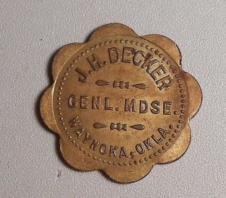 Old Us Trade Token Coin 50 Cents J.  H.  Decker Waynoka Oklahoma Western Brass photo
