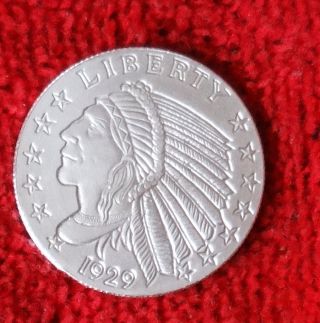 Incuse Indian Head Coin 1/4 Troy Oz.  999 Silver 1929 $5 Gold Piece Design photo