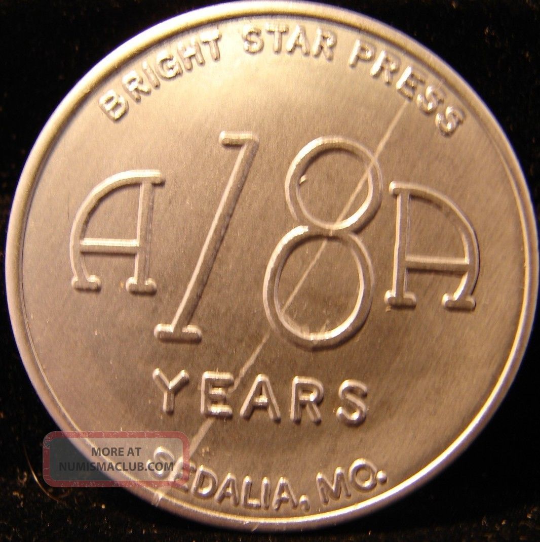 Rare Alcoholics Anonymous Vintage18 Year Aluminum Token Medallion Chip Coin 18 - 1 Exonumia photo