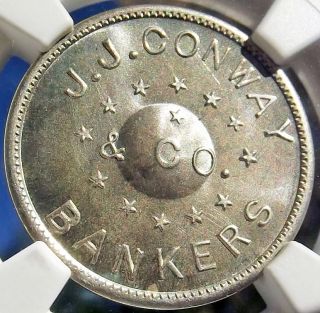 Colorado Token - Jj Conway & Co Bankers,  Bashlow Restrike In Silver,  Ngc Ms66 photo