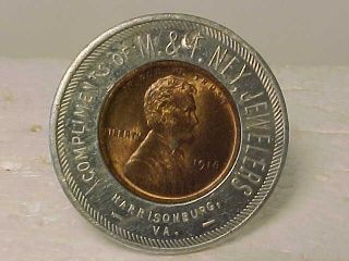 Compliments Of M.  & F.  Ney,  Jewelers Harrisonburg,  Virginia Encased 1916 Penny photo