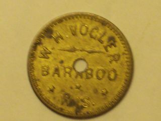 Baraboo,  Wi W.  H.  Vogler 21mm Brass Cat 39 1909 - 1914 Saloon Center Hole As Made photo