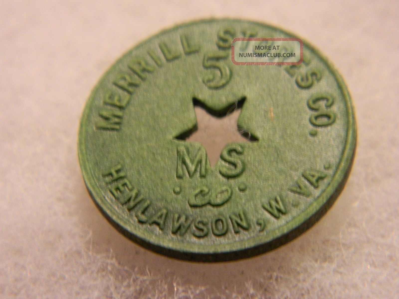 West Virginia 5 Cent Coal Scrip 1943 Merrill Stores From Henlawson Logan County Exonumia photo