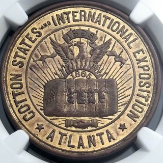 1895 Cotton States Exposition Official Medal,  Ngc Ms62,  Georgia Token,  Scd Hk268 photo