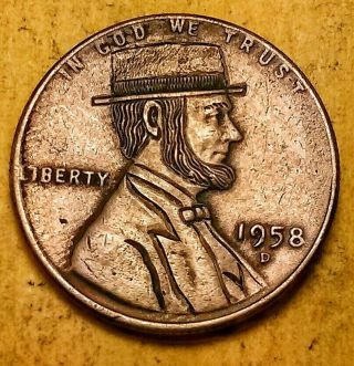 1958 Classic Wheat Cent Hobo Nickel By Jb photo