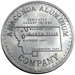 Montana Token - Anaconda Aluminum Co,  1955,  Ingot,  Columbia Falls,  Mt,  50mm photo