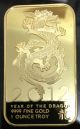 1 Oz 2012 Year Of The Dragon 100mills Pure.  999 24k Gold Bullion Bar Rare Exonumia photo 1