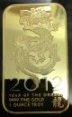 1 Oz 2012 Year Of The Dragon 100mills Pure.  999 24k Gold Bullion Bar Rare Exonumia photo 3