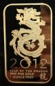 1 Oz 2012 Year Of The Dragon 100mills Pure.  999 24k Gold Bullion Bar Rare Exonumia photo 4