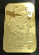 1 Oz 2012 Year Of The Dragon 100mills Pure.  999 24k Gold Bullion Bar Rare Exonumia photo 7