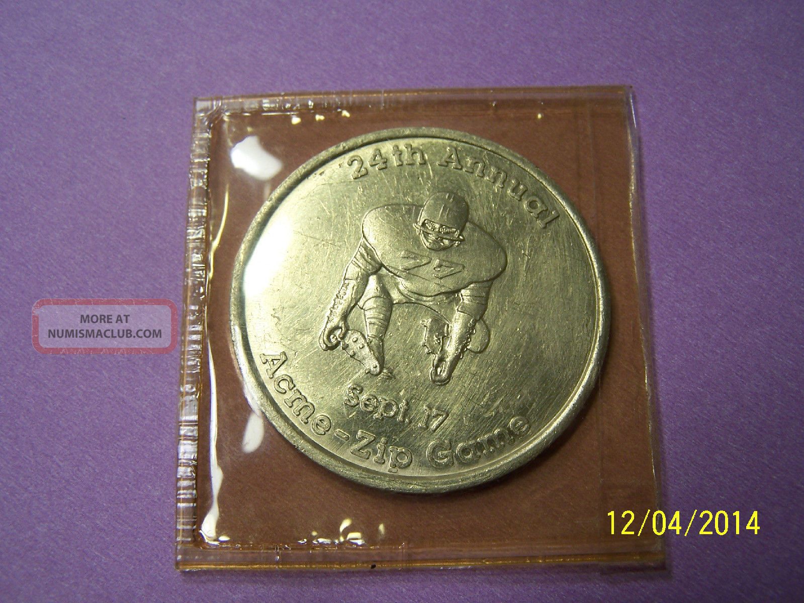 University Of Akron Zips Football Token: 24th Annual Acme - Zip Game 1977 Exonumia photo