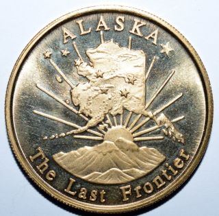 Alaska Gold Plated Commemorative Coin - Features Panning Miner - From Alaska photo