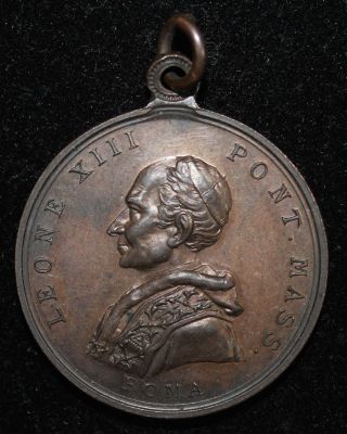 1900 Pope Leone Xiii Bronze Medal 32mm 15g Tk2177 photo