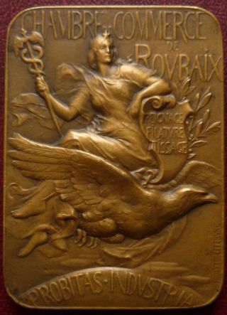 Art Nouveau Rare French Gilded Bronze Plaque By H.  Lefebvre photo