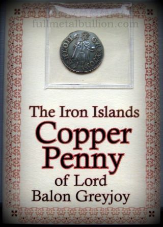 A Game Of Thrones Coin: Copper Penny - Lord Balon Greyjoy,  Shire Post photo