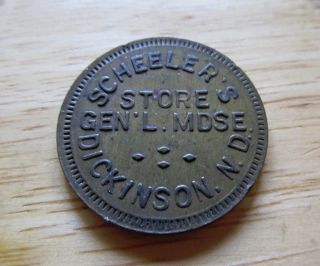 Dickinson N.  D.  Scheeler ' S Gen ' L Mdse Store Good For $1.  00 In Trade Token photo