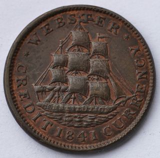 1841/1837 Hard Times Token Webster Credit Currency / Van Buren Metallic Currency photo