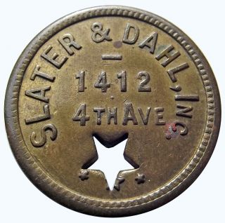 Washington Trade Token - Slater & Dahl,  Inc (cigars) 1918 - 20,  Seattle,  Wa,  Star photo