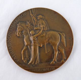 Patriae Non Immemor,  1918 French Bronze Medal Dammmann photo