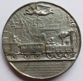 1843 France Medal Commemorating The Power Of Steam,  Scarce Vintage (031526c) photo