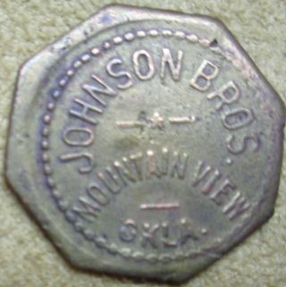 Johnson Bros.  - Mountain View,  Oklahoma.  - Good For A Loaf Of Bread - Htf Token photo