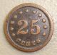 (1861 - 65) Simmonds Battery 25¢ Civil War Sutler Token,  Rarity - 7 Vf Exonumia photo 1