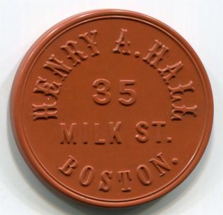 Massachusetts,  Boston - Henry A Hall Hard Rubber Token photo