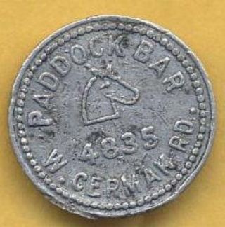 Vintage Paddock Bar,  Chicago,  Illinois 5 Cents In Trade Token photo