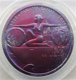 Daniel Carr 2014 Panama Centennial.  Copper Color - Toned Medal.  Anacs Ms67 photo