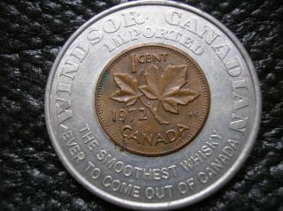 Windsor Canadian Advertising Coin Token Whiskey 1972 Canada Encased Penny photo