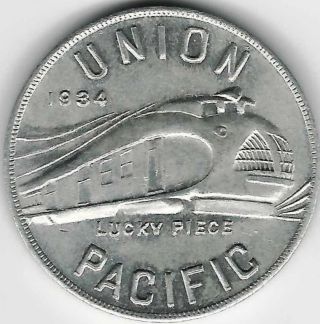1934 Lucky Piece Union Pacific Railroad Aluminum Alcoa Medal Token photo