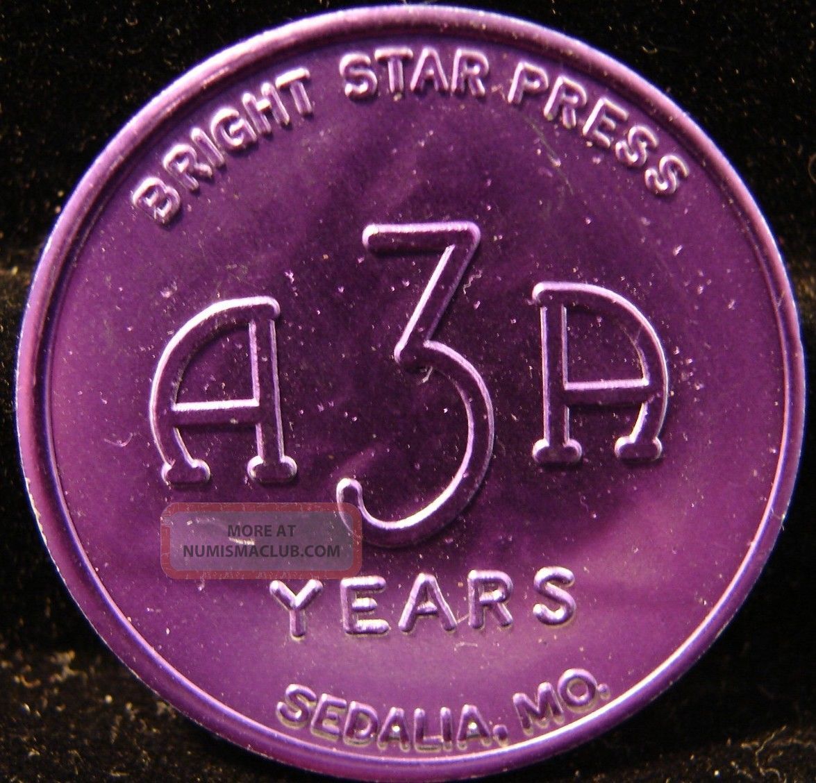 Rare Alcoholics Anonymous Vintage 3 Year Aluminum Token Medallion Chip Coin 3 - 6 Exonumia photo