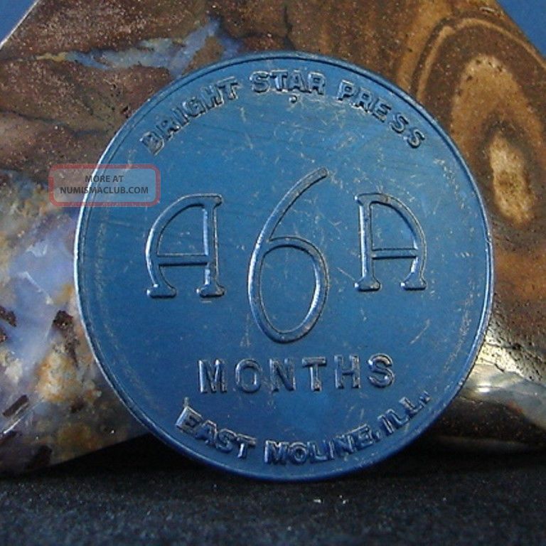 Rare Alcoholics Anonymous Vintage 6 Month Aluminum Token Medallion Chip Coin Exonumia photo