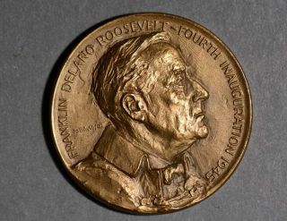 1945 Official Franklin D Roosevelt Inaugural Medal,  Uncirculated Scarce Nr photo