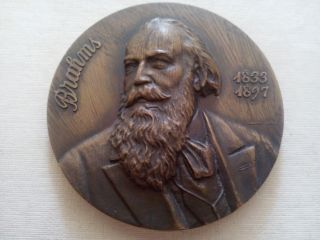 Johannes Brahms,  German Composer,  1833 - 1897,  Bronze Medal photo