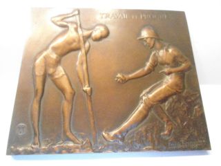 Bronze Medal By Bremaecker - Inauguration The Construction Of A Train Rail 1929 photo