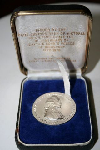 Captain James Cook 1970 Bi - Centenary Medal St Silver photo