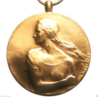 Art Nouveau Lady Of The Resistance 1940 - 1945 Antique Medal Signed Paul Wissaert photo